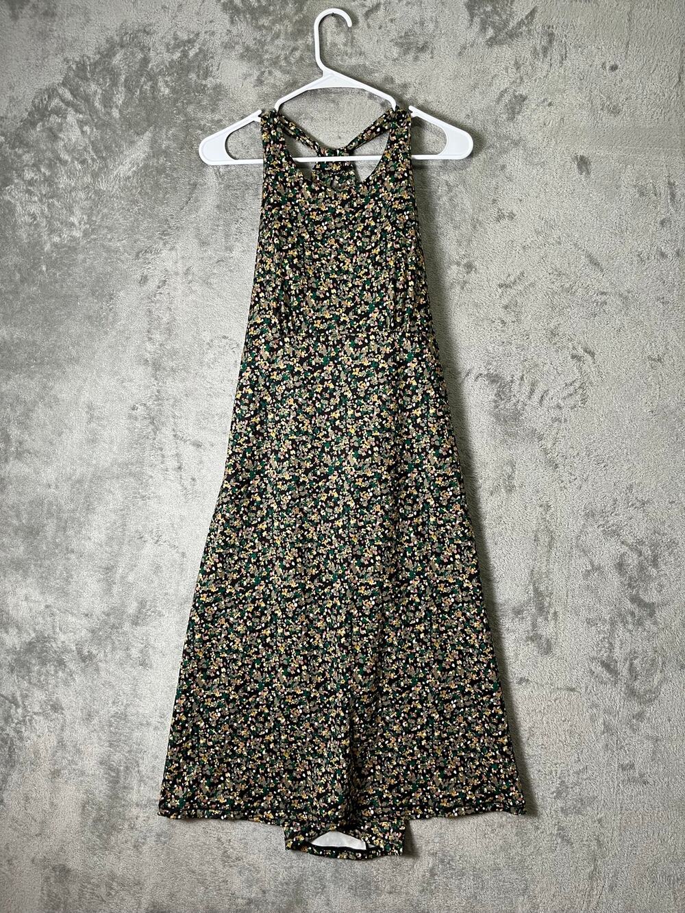 prAna Jewel Lake Summer Dress Floral Criss Cross Strappy Back Halter Travel XL